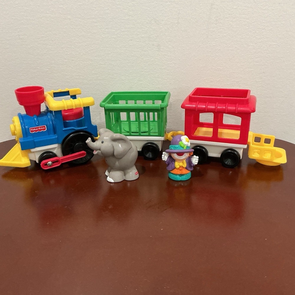 Vintage 90s Fisher-Price Little People Chunky Circus Zoo Train 5-Piece Lot